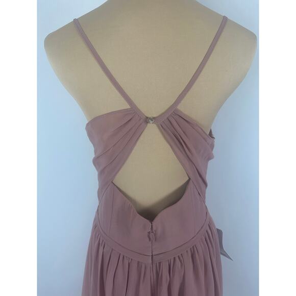 Azazie NWT Size 8 A8 Cora Dress Dusty Rose Chiffon Bridesmaid Pink - Picture 8 of 13